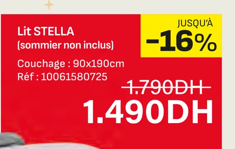 Lit stella (sommier non inclus) 90x190cm