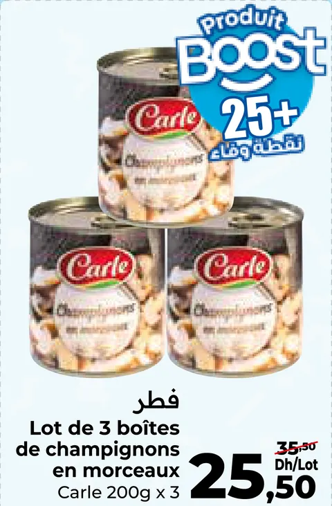 Lot de 3 boîtes de champignons en morceaux Carle 200g x3