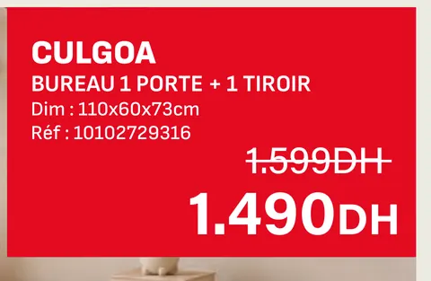 Culgoa bureau 1 porte 1 tiroir 110x60x73cm