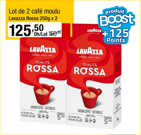 Lot de 2 café moulu Lavazza Rossa 250g x 2