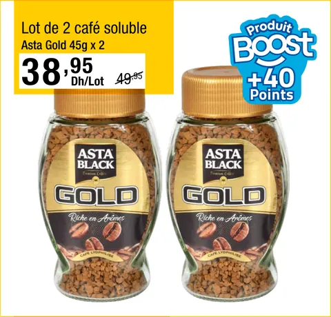 Lot de 2 café soluble Asta Gold 45g x 2
