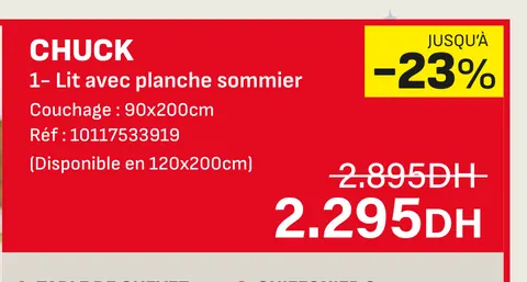 Chuck lit avec planche sommier 90x200cm