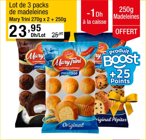 Lot de 3 packs de madeleines Mary Trini 270g x 2 250g