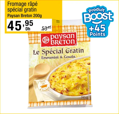 Fromage râpé spécial gratin Paysan Breton 200g