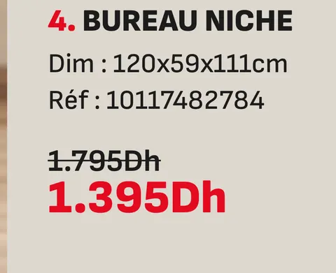 Bureau niche 120x59x111cm