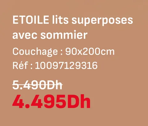 Etoile lits superposes avec sommier 90x200cm