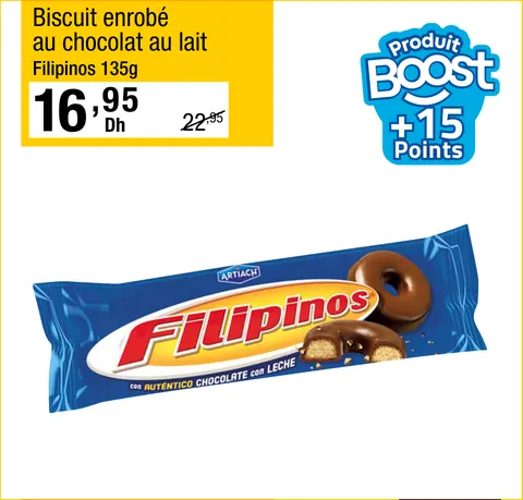 Biscuit enrobé au chocolat au lait Filipinos 135g