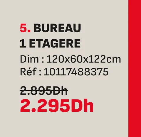 Bureau 1 etagere 120x60x122cm