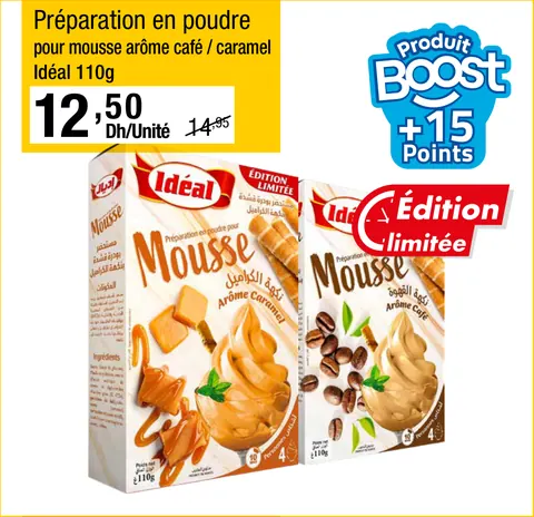 Préparation en poudre pour mousse arôme café / caramel Idéal 110g