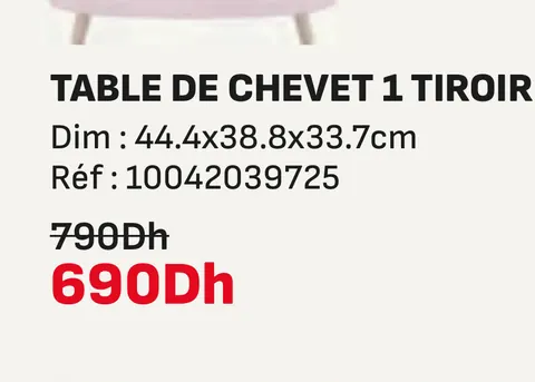 Table de chevet 1 tiroir 44.4x38.8x33.7cm