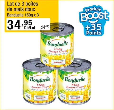 Lot de 3 boîtes de maïs doux Bonduelle 150g x 3
