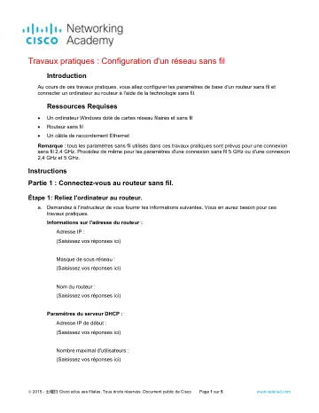 Première page : 13.1.11 Lab Configure a Wireless Network