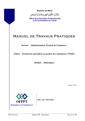 Première page : STATISTIQUE MTP TSFC