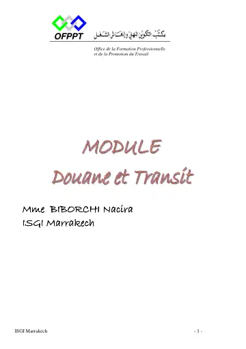 Première page : Module 19. Douane et transit - دروس التكوين المهني | Cours OFPPT Academy, Examen, EFM et offre