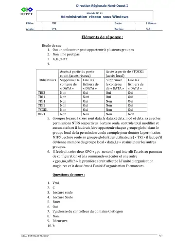 Première page : Corrigé EFM régional Administration réseau sous Windows 2019 Rabat-salé