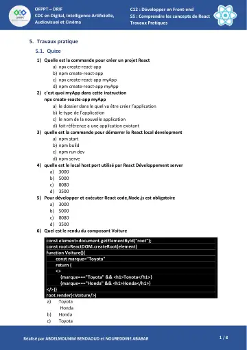 Première page : seance5 travaux pratiques