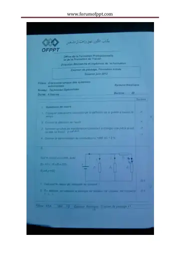 Première page : examen de passage theorique ts esa 2012