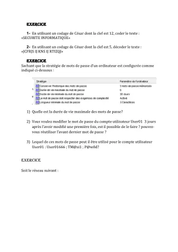 Première page : Exercice
