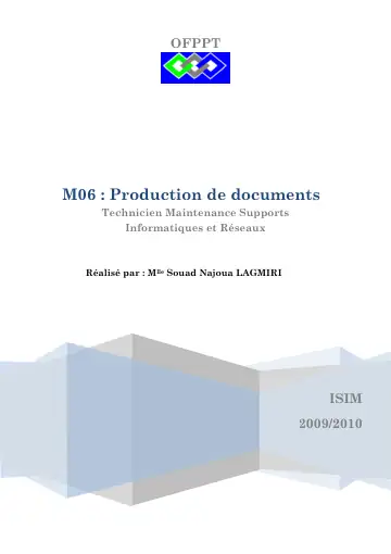 Première page : le cours Production de documents