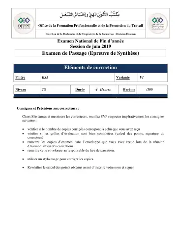 Première page : Eléments de correction Passage V1