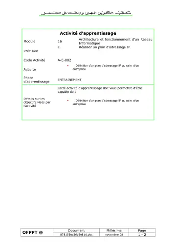 Première page : 16 A E 002
