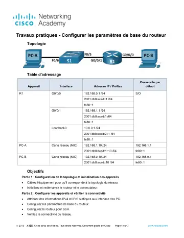 Première page : 1.6.2 Lab Configure Basic Router Settings