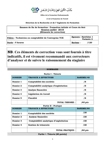 Première page : TCE EFF S1 V2 Correction