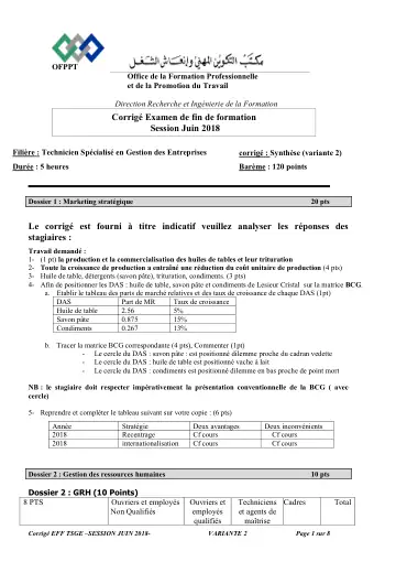 Première page : TSGE EFF COR EFF JUIN SYNTHESE 2