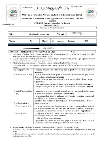 Première page : Corrigé EFF 2019 V1