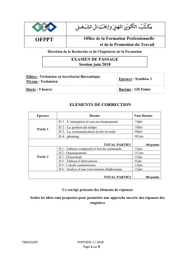 Première page : TSB PASSAGE correction- S1principale