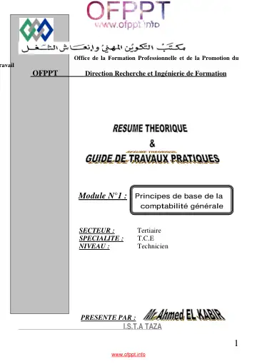 Première page : Module 5. Concepts de base de la comptabilité générale - دروس التكوين المهني | Cours OFPPT Academy, Examen, EFM et offre
