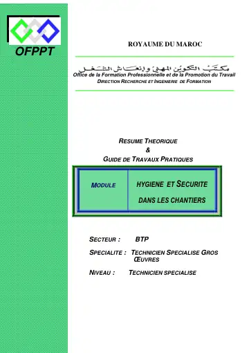 Première page : Hygiène et securite dans les chantiers TSGO