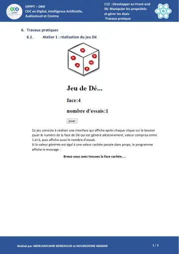 Première page : seance6 travaux pratique