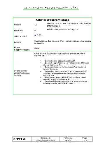Première page : 16 A E 001.doc