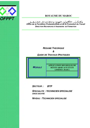 Première page : Application des règles de béton armé aux états limites BAEL TSGO