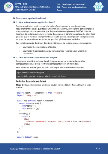 Première page : s14 cours