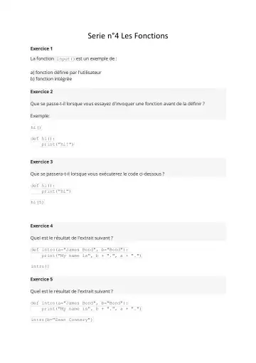 Première page : Serie n3 fonctions 1