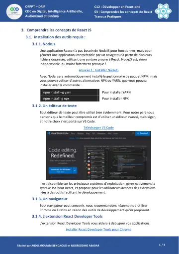 Première page : seance3 2 travaux pratiques