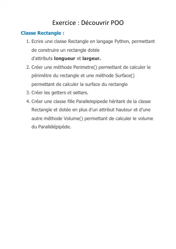 Première page : ExercicePOO