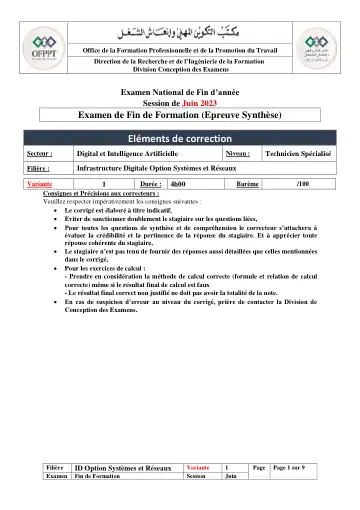 Première page : V1 corrige