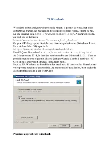 Première page : TP Wireshark