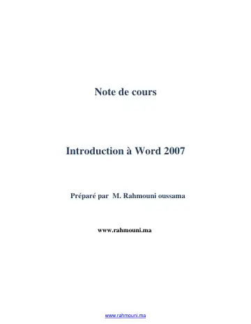 Première page : 1 support de cours Word 2007