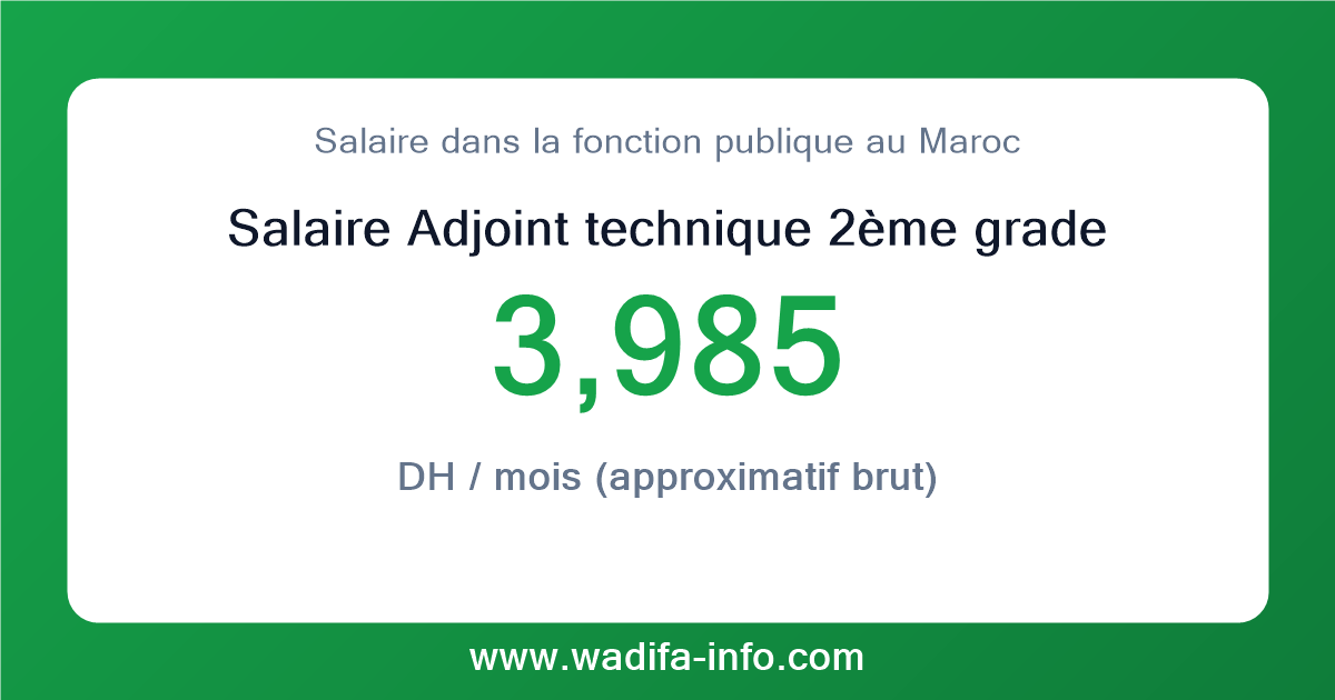 Salaire Adjoint technique 2ème grade au Maroc 2026 — grille officielle de la fonction publique