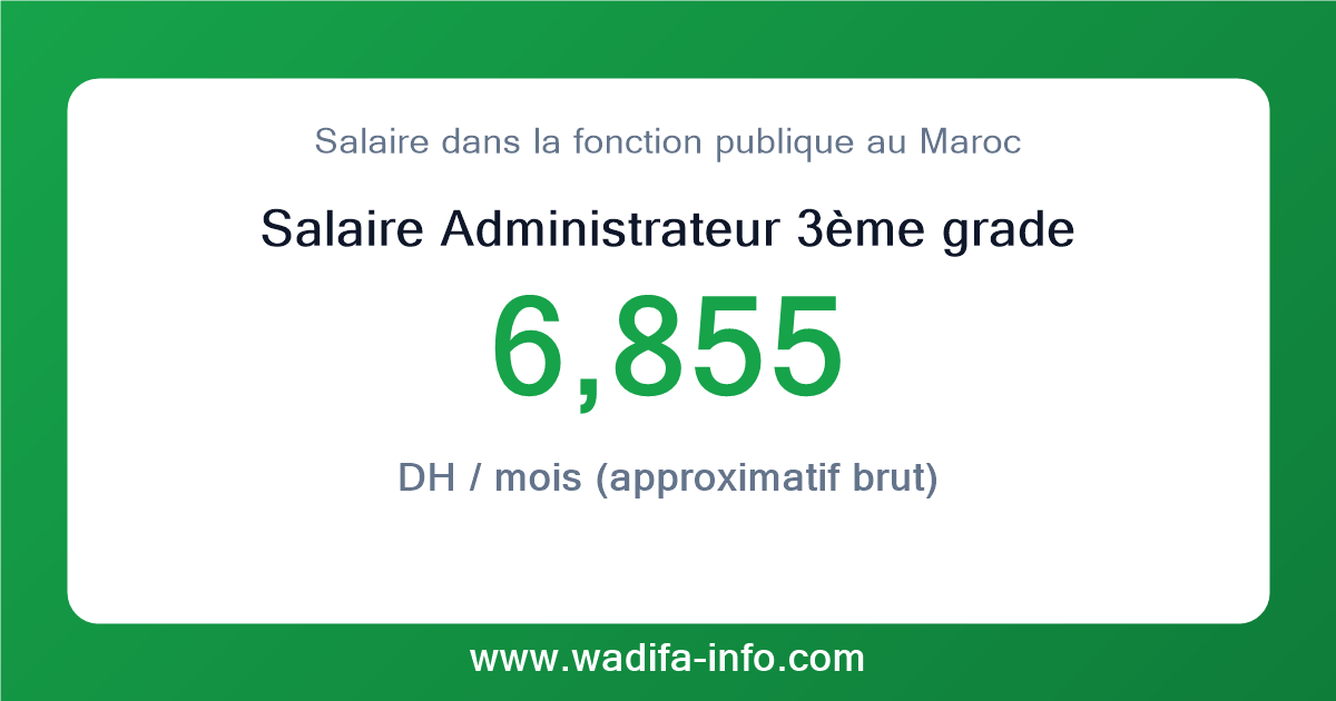 Salaire Administrateur 3ème grade au Maroc 2026 — grille officielle de la fonction publique