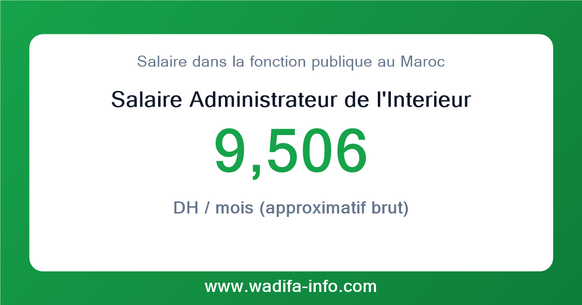 Salaire Administrateur de l'Interieur au Maroc 2026 — grille officielle de la fonction publique