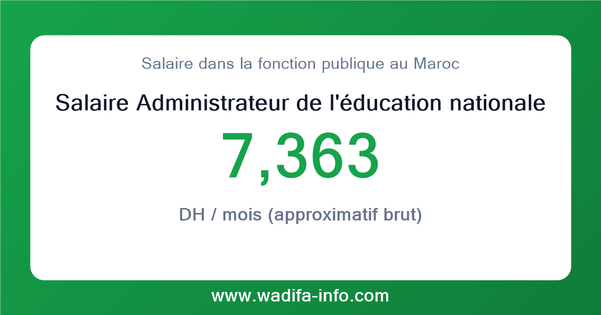 Salaire Administrateur de l'éducation nationale de 2ème grade au Maroc 2026 — grille officielle de la fonction publique
