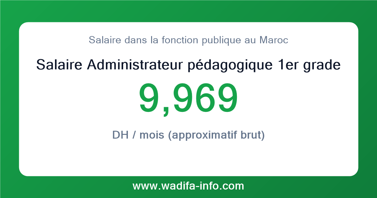 Salaire Administrateur pédagogique 1er grade au Maroc 2026 — grille officielle de la fonction publique