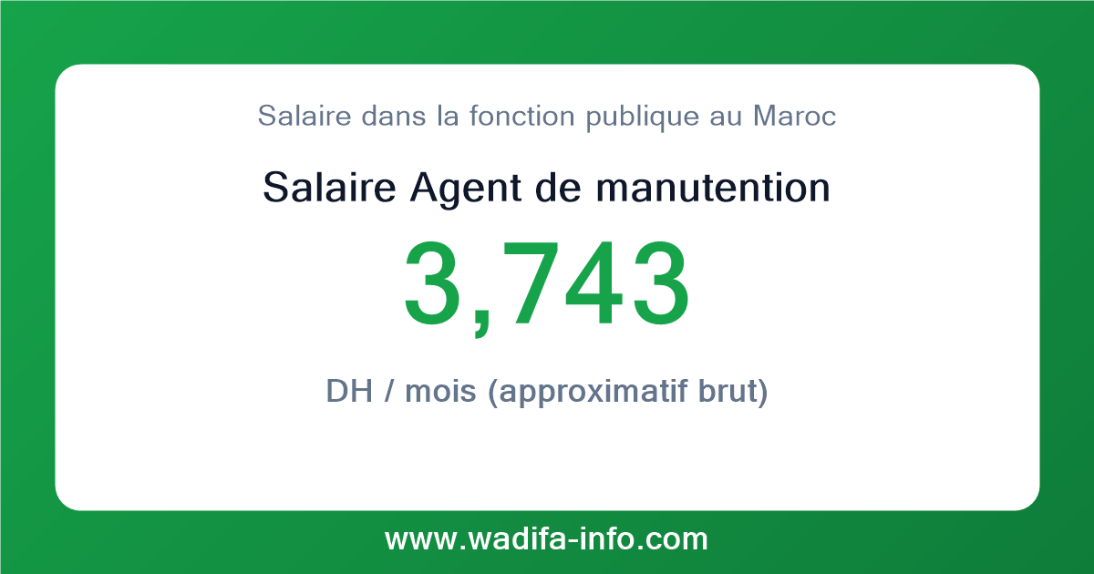 Salaire Agent de manutention au Maroc 2026 — grille officielle de la fonction publique