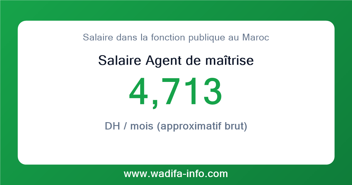 Salaire Agent de maîtrise au Maroc 2026 — grille officielle de la fonction publique