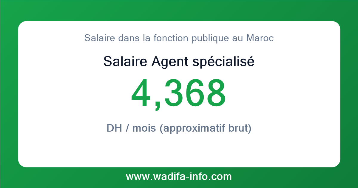 Salaire Agent spécialisé au Maroc 2026 — grille officielle de la fonction publique